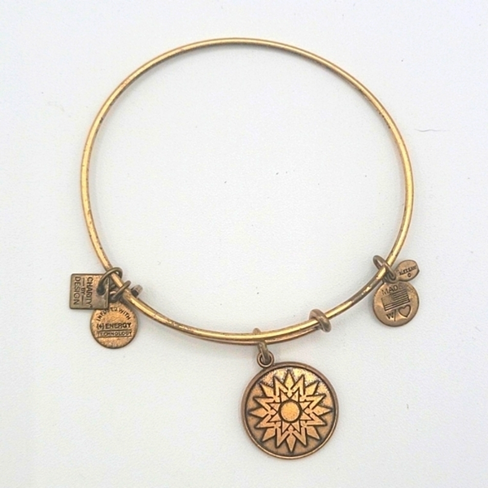 ALEX & ANI Sunflower Charm Rafaelian Gold Bangle Bracelet 2014
